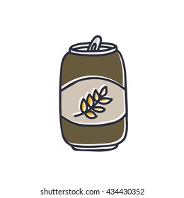 doodle icon. can of beer. vector illustration