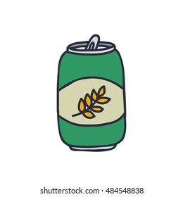 doodle icon. can of beer. vector illustration