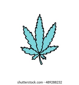 doodle icon. cannabis (marijuana leaf) icon. vector illustration