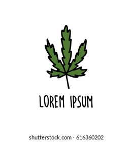doodle icon. cannabis (marijuana leaf) icon. vector illustration
