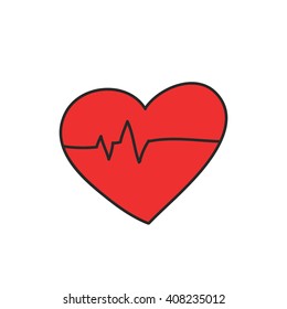 doodle icon. cardiac rhythm. vector illustration