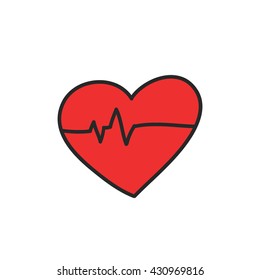 doodle icon. cardiac rhythm. vector illustration