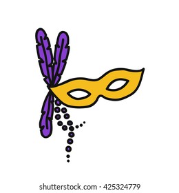 doodle icon. carnival mask. Mardi Gras symbol. vector illustration