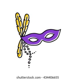 doodle icon. carnival mask. Mardi Gras symbol. vector illustration