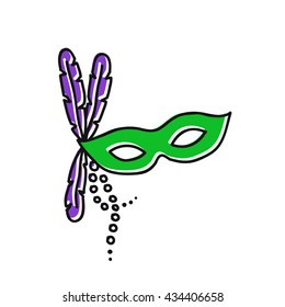 doodle icon. carnival mask. Mardi Gras symbol. vector illustration