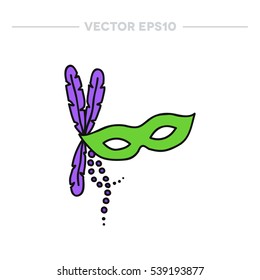 doodle icon. carnival mask. Mardi Gras symbol. vector illustration