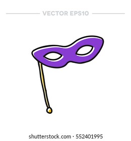 doodle icon. carnival mask. Mardi Gras symbol. vector illustration