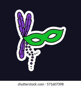 doodle icon. carnival mask. Mardi Gras symbol. vector illustration