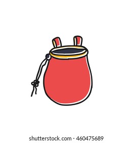 doodle icon. chalk bag for climbing. vector illustration