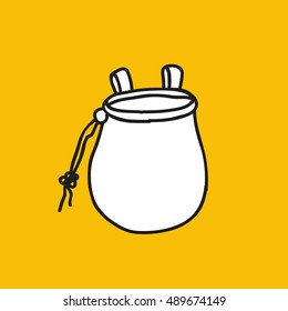 doodle icon. chalk bag for climbing. vector illustration