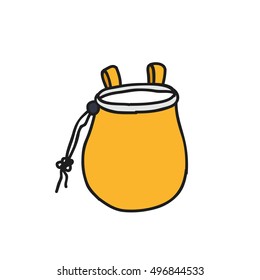 doodle icon. chalk bag for climbing. vector illustration