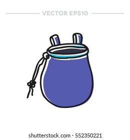 doodle icon. chalk bag for climbing. vector illustration