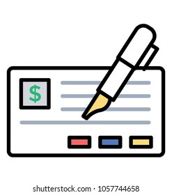 Doodle icon checkbook, financial statement 