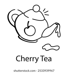 A doodle icon of cherry tea 
