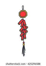 doodle icon. Chinese firecrackers. vector illustration