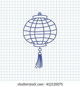 doodle icon. Chinese lantern. vector illustration