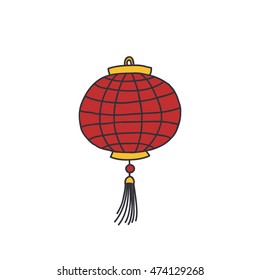 doodle icon. Chinese lantern. vector illustration