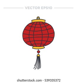 doodle icon. Chinese lantern. vector illustration