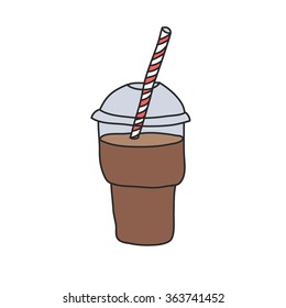 doodle icon. chocolate milkshake. vector illustration