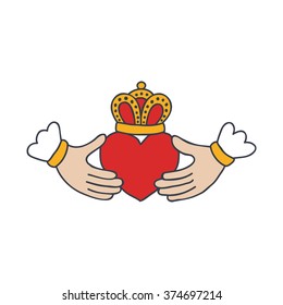 doodle icon. claddagh ring. vector illustration