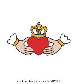doodle icon. claddagh ring. vector illustration