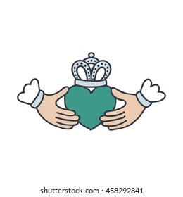 doodle icon. claddagh ring. vector illustration