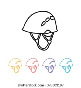 doodle icon. climbing helmet. vector illustration