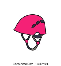 doodle icon. climbing helmet. vector illustration