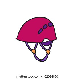 doodle icon. climbing helmet. vector illustration
