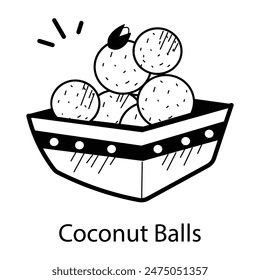 A doodle icon of coconut balls  