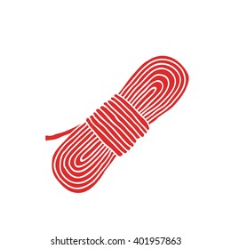 doodle icon. coil of climbing rope. vector illustration