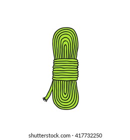 doodle icon. coil of climbing rope. vector illustration