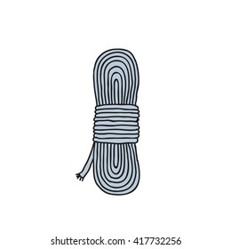 doodle icon. coil of climbing rope. vector illustration