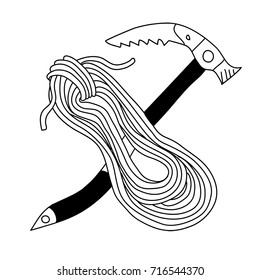 doodle icon. coil of climbing rope. vector illustration