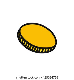 doodle icon. coin. vector illustration