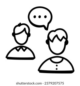 Icono de doodle de conversación en estilo editable moderno 