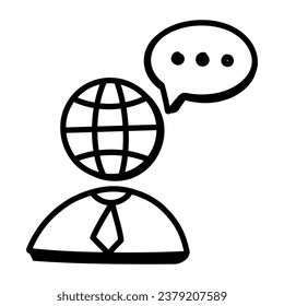 Doodle icon of conversation in modern editable style 
