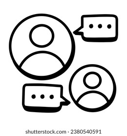 Icono de doodle de conversación en estilo editable moderno 