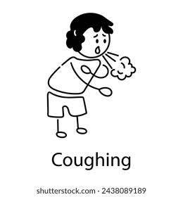 Here’s a doodle icon of coughing kid 