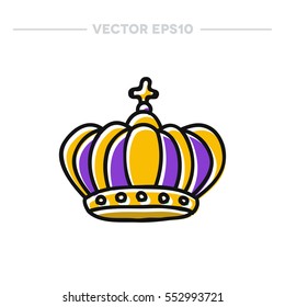 doodle icon. crown. Mardi Gras traditional symbol. vector illustration