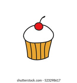 doodle icon. cupcake. vector illustration