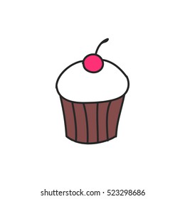 doodle icon. cupcake. vector illustration