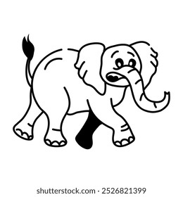Doodle icono de lindo elefante llorando 
