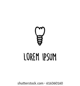 doodle icon. dental implant. vector illustration