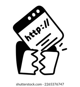 Doodle-Symbol mit korruptem Ordner einer Website