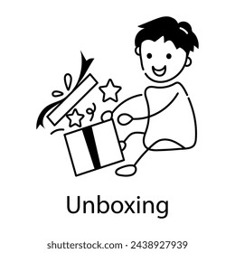Here’s a doodle icon depicting gift unboxing 