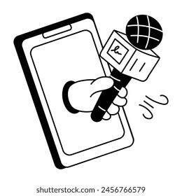 Here’s a doodle icon depicting mobile news 