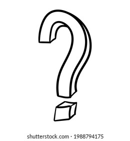 Doodle-Symbol, das ein Fragezeichen darstellt. Schwarz-Weiß-Vektorgrafik.