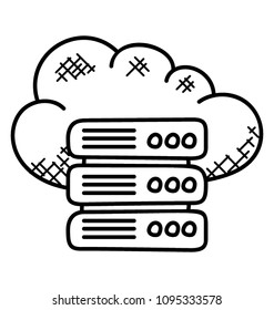 
Doodle icon design of a cloud network server

