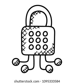 
A doodle icon design of Cyber security 
